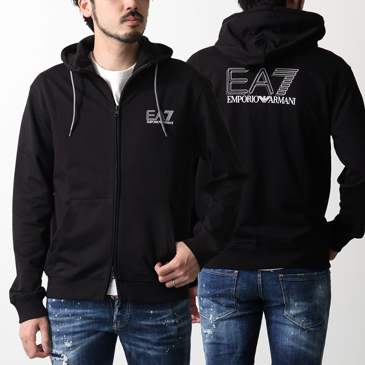 【未使用品】EMPORIO ARMANI EA7 ロゴプリント ジップパーカー EA7 EMPORIO ARMANI エアセッテ エンポリオアルマーニ パーカー
