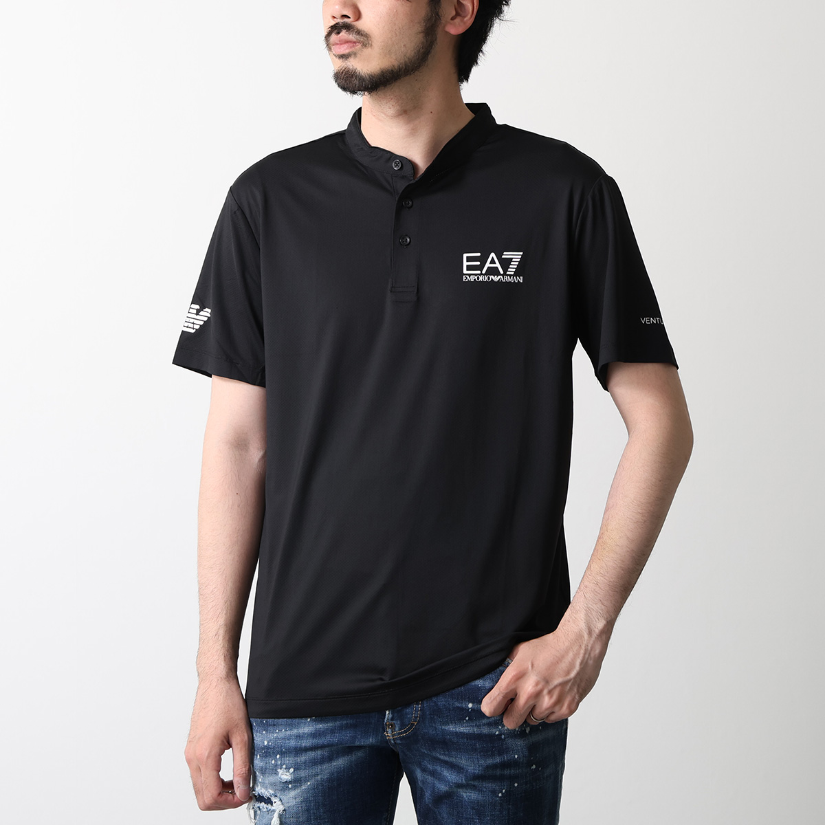 EA7 EMPORIO ARMANI エアセッテ エンポリオアルマーニ Tシャツ 8NPT21 PJEMZ メンズ 半袖 カットソー ヘンリーネック VENTUS7 カラー2色の画像