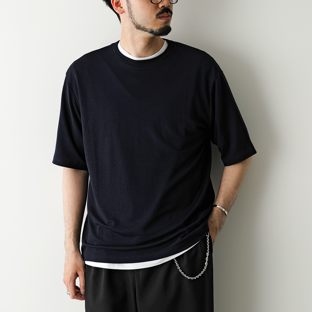 LIFiLL リフィル Tシャツ WOOLISH TEE ウーリッシュ LF046-07 メンズ 半袖 カットソー ピュアウール クルーネック 無地の画像