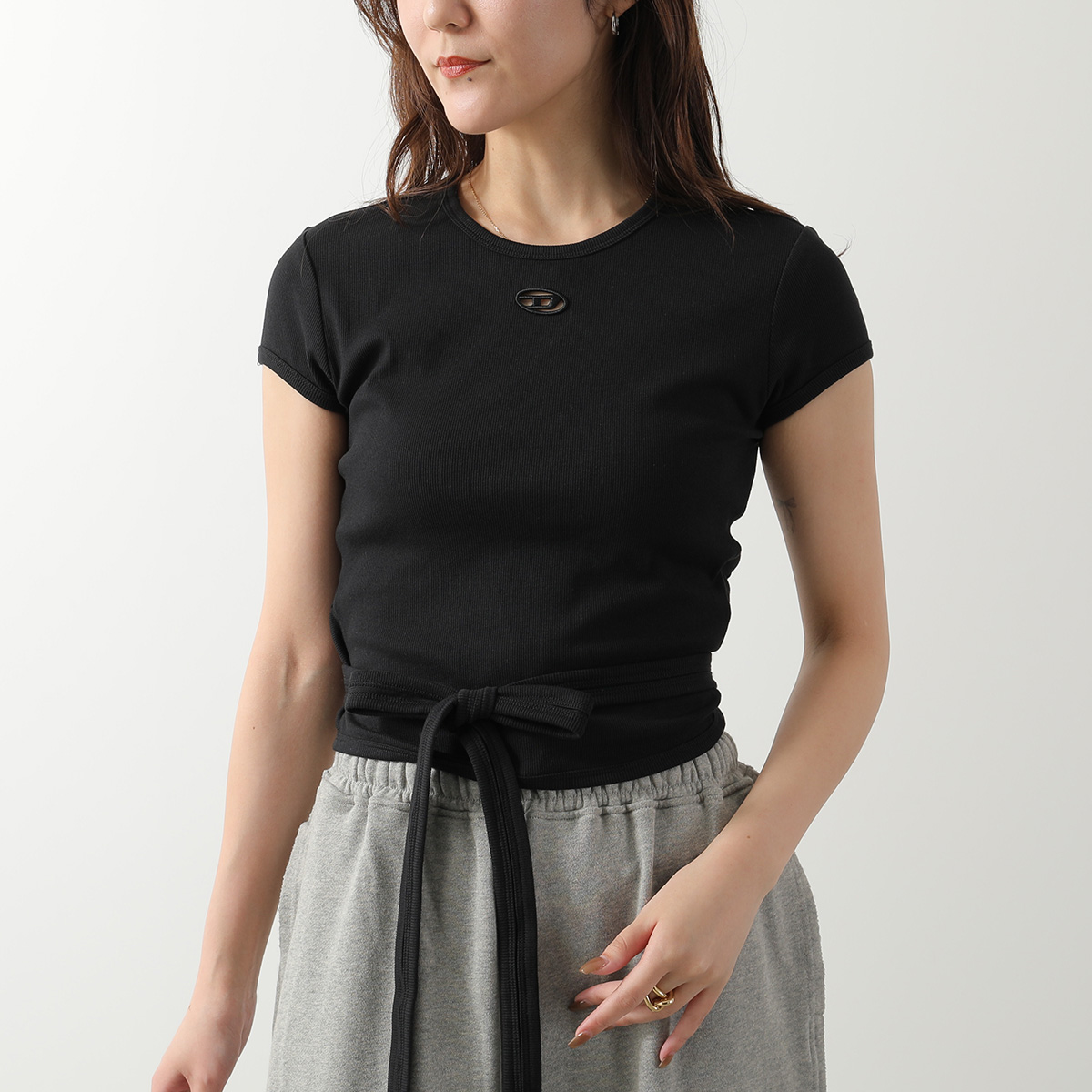 DIESEL ディーゼル Tシャツ T-BUNNY-TAIL-S1 A21197 0EJAI レディース 半袖 カットソー リブ オーバルD刺繍 クルーネック A211970EJAIの画像