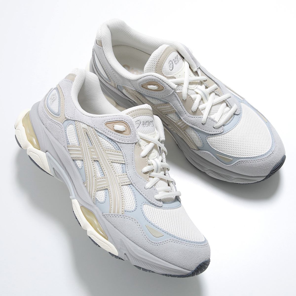 ASICS アシックス スニーカー GEL-NYC 2.0 ゲル 1203A895-100 メンズ ローカット スウェード メッシュ 4cm シューズ 靴 CREAM/CONCRETEの画像