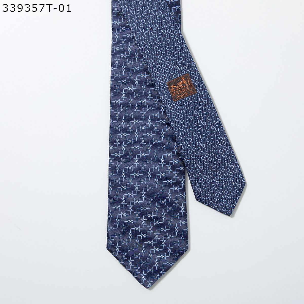 HERMES エルメス ネクタイ TIE メンズ フランス製 シルク H織りタイ シルクツイルタイ H柄 ジャガード プリント ショッパー + ブランド箱付き ギフトの画像