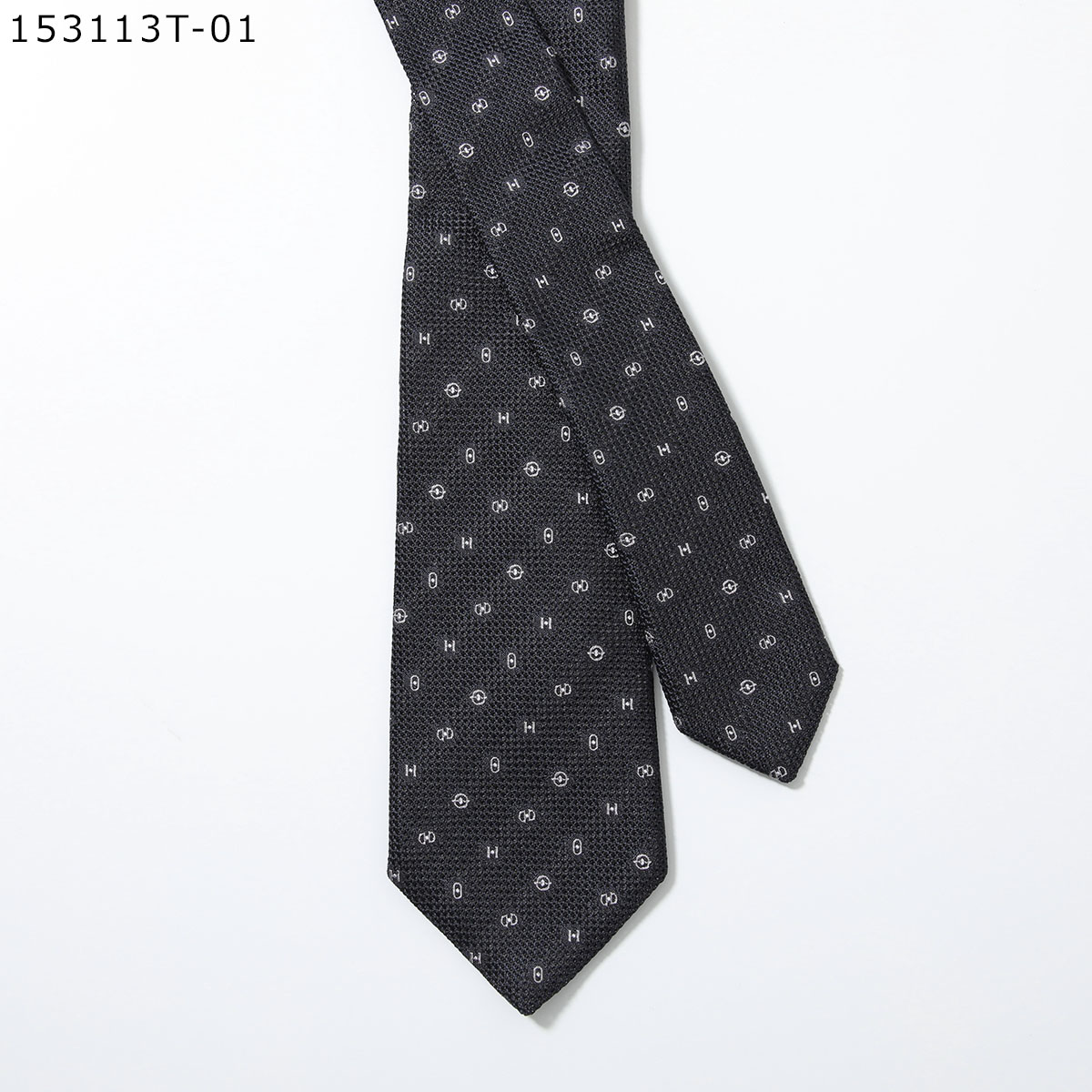 HERMES エルメス ネクタイ TIE メンズ フランス製 シルク H織りタイ シルクツイルタイ H柄 ジャガード プリント ショッパー + ブランド箱付き ギフトの画像