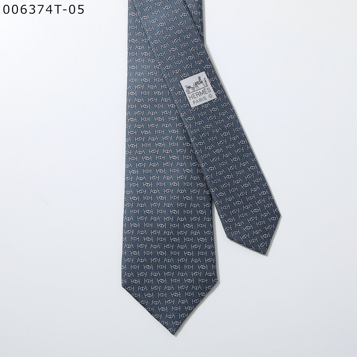 HERMES エルメス ネクタイ TIE メンズ フランス製 シルク H織りタイ シルクツイルタイ H柄 ジャガード プリント ショッパー + ブランド箱付き ギフトの画像