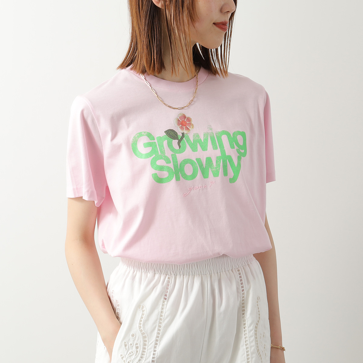 GANNI（ガニー） Tシャツ Basic Cotton Jersey Growing slowly