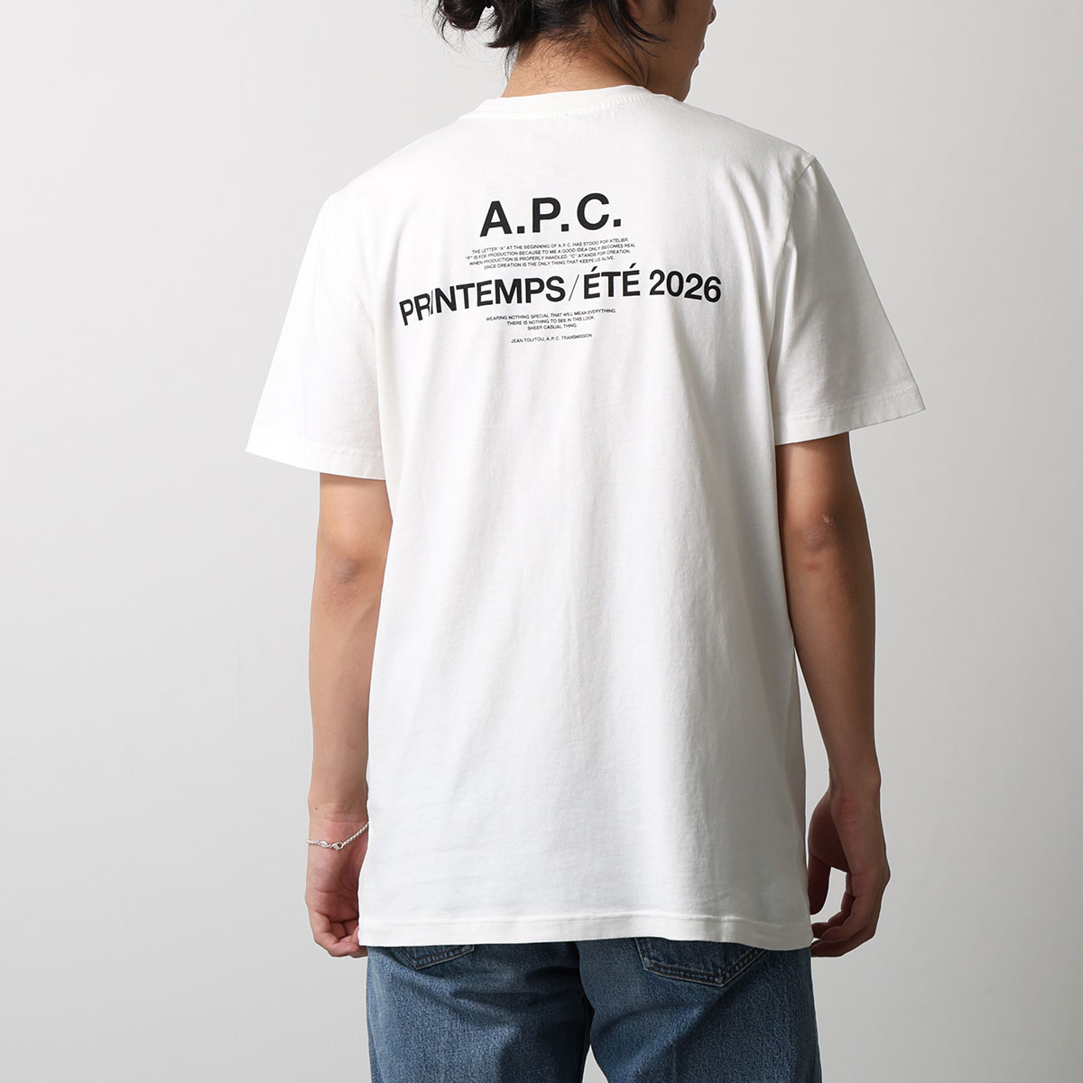 APC A.P.C. アーペーセー 半袖 Tシャツ COHBS M26465 メンズ カットソー コットン ロゴ バックプリント クルーネック ロゴT リブの画像