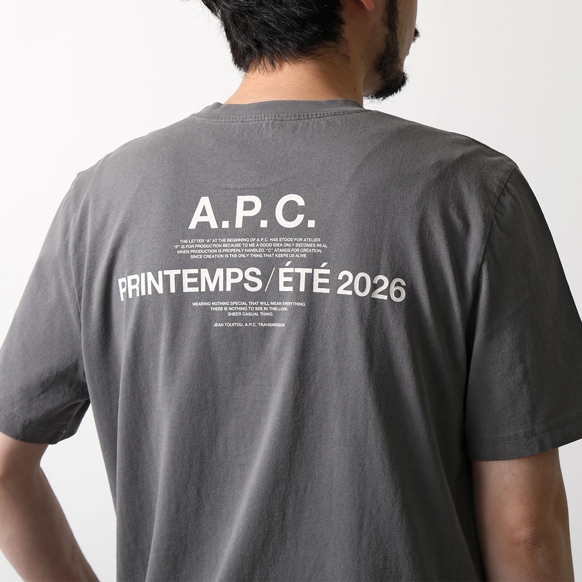 APC A.P.C. アーペーセー 半袖 Tシャツ COHBS M26465 メンズ カットソー コットン ロゴ バックプリント クルーネック ロゴT リブの画像