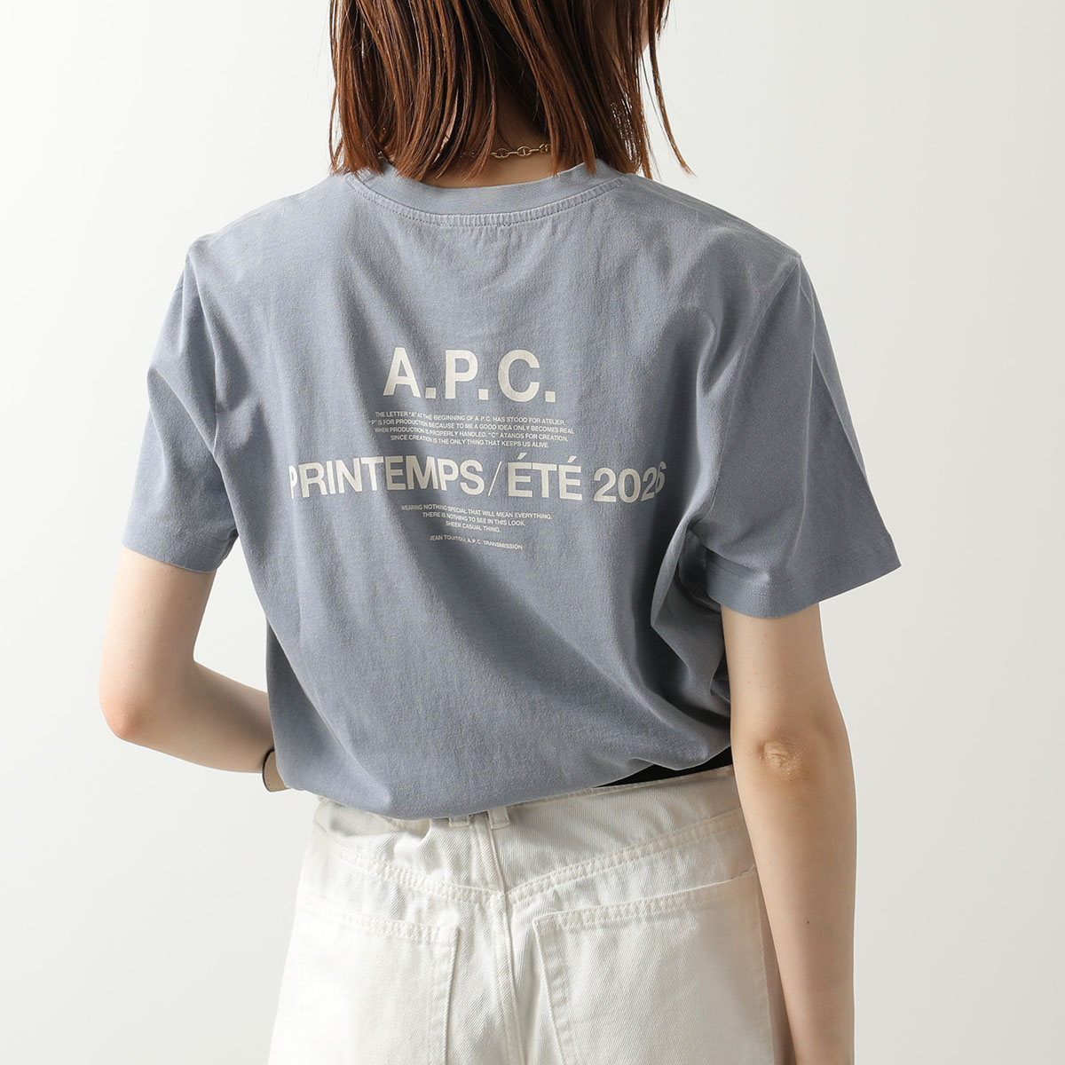 APC A.P.C. アーペーセー 半袖 Tシャツ COHBS M26465 レディース カットソー コットン ロゴ バックプリント クルーネック ロゴT リブの画像