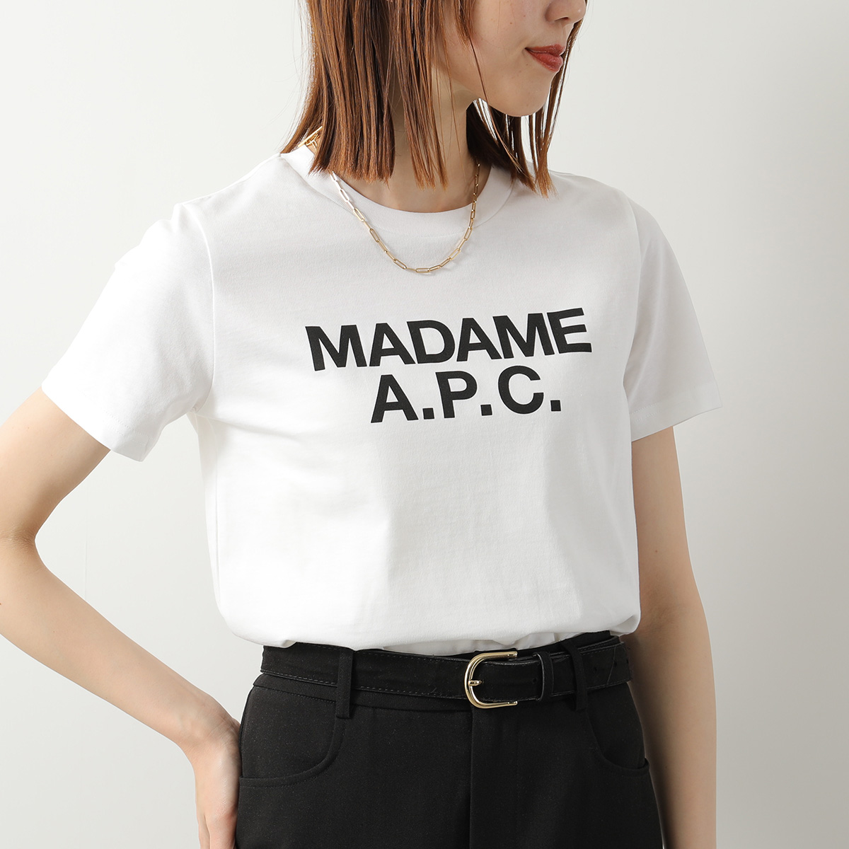 APC A.P.C. アーペーセー Tシャツ crop manche courte madame COHBW F26559 レディース 半袖 カットソー ロゴT コットン クルーネック AABの画像