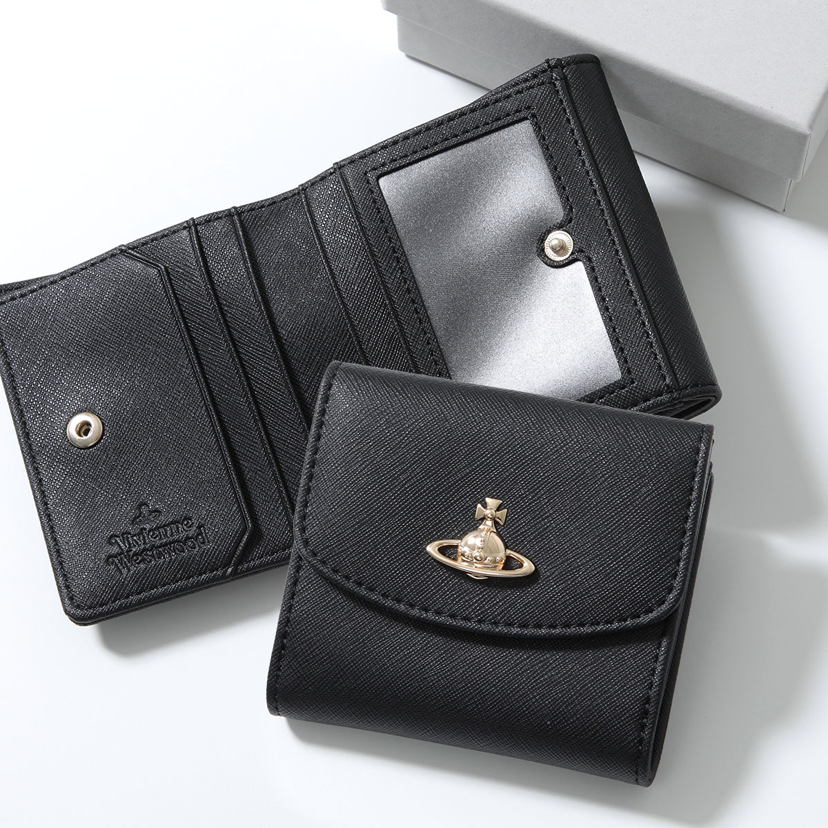 【新品】ヴィヴィアン ウエストウッド Vivienne Westwood 財布 レディース 51150028U S000B N401 SAFFIANO PLAIN ヴィヴィアン ウエストウッド 二つ折り財布 レディース Vivienne