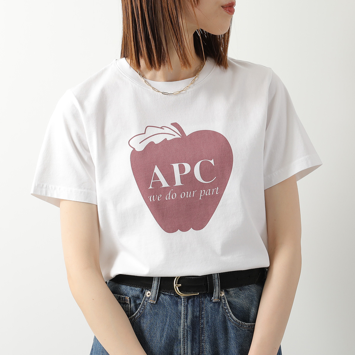 APC A.P.C. アーペーセー Tシャツ Pomme ポム COHBM F26578 レディース 半袖 カットソー コットン クルーネック ロゴ AABの画像