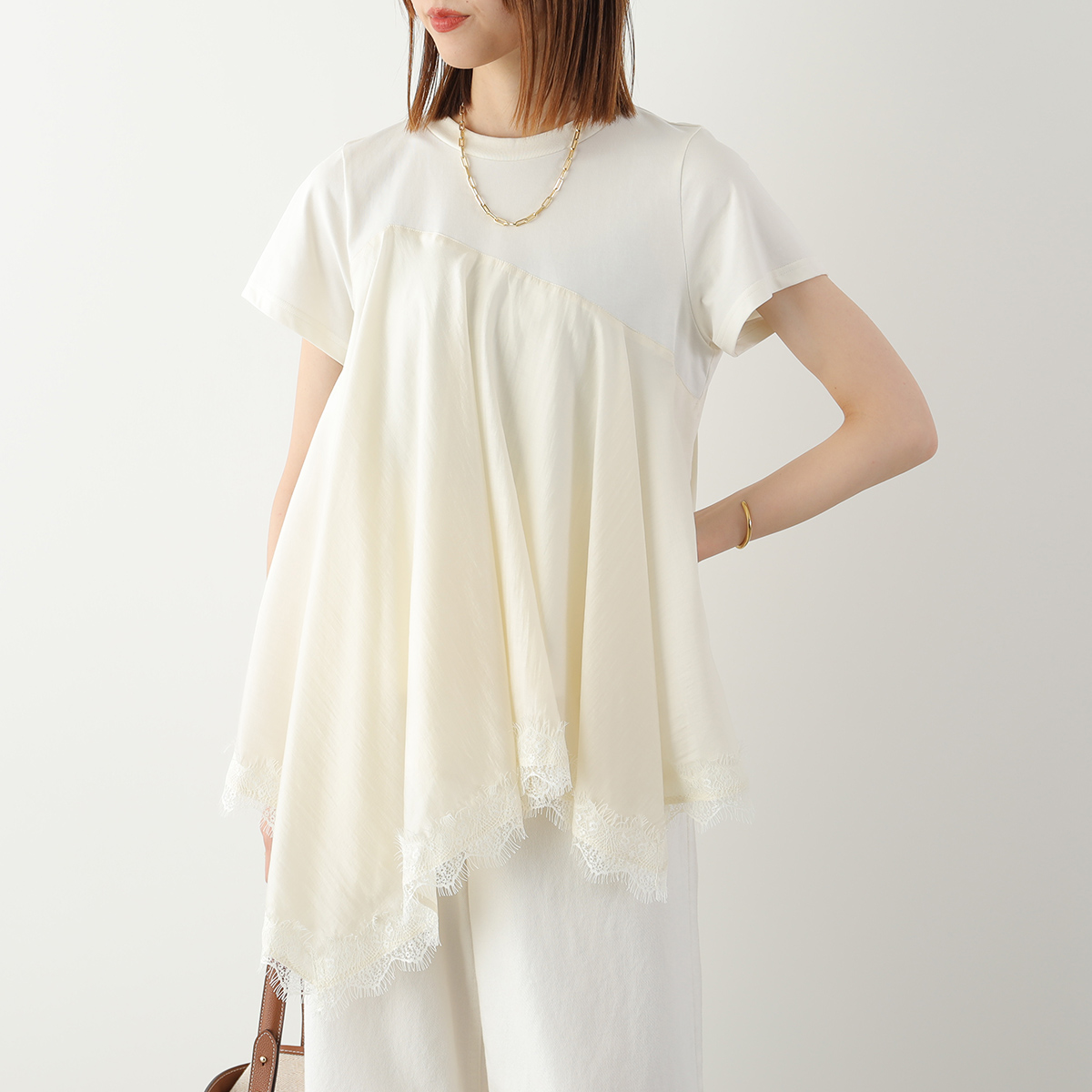 【新品・未使用】Herencia 裾レースヘムラインカットソー HERENCIA（ヘレンチア） Tシャツ H526120 レディース 裾レース