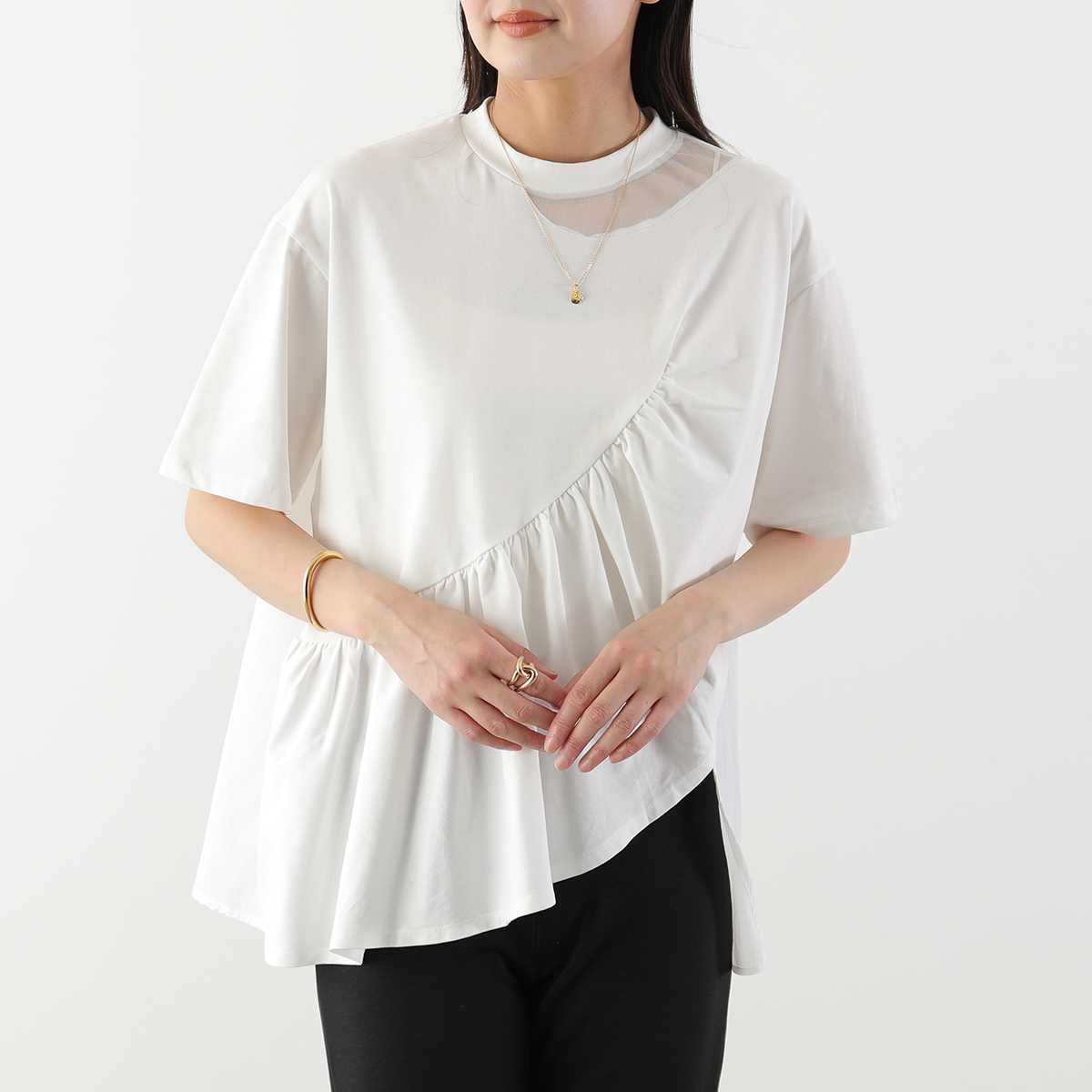 チコ【MARECHAL TERRE】 スタンドカラー　ボリュームフレアー MARECHAL TERRE（マルシャルテル） Tシャツ ZMT262CT130 レディース