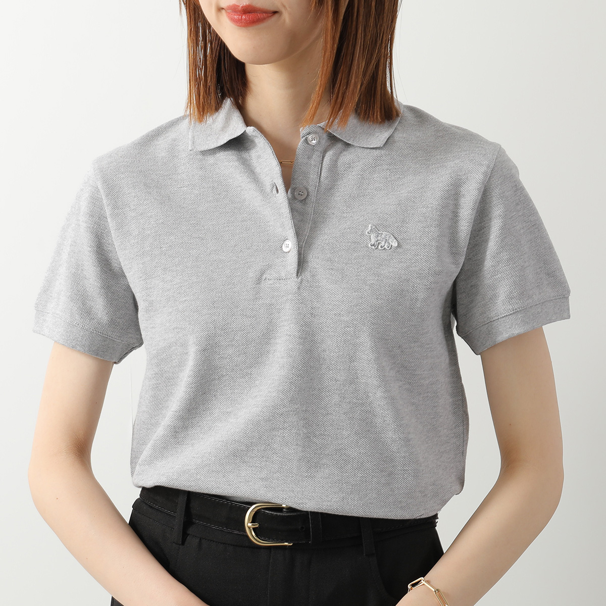 【新品】Maison kitsune メゾンキツネ 半袖ポロシャツ グレー XL MAISON KITSUNE（メゾン キツネ） ポロシャツ BABY FOX REGULAR POLO