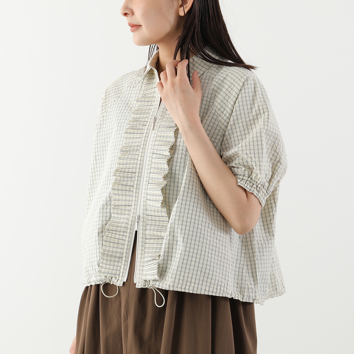 Marilyn Moon（マリリンムーン） ブルゾン seersucker check pleats