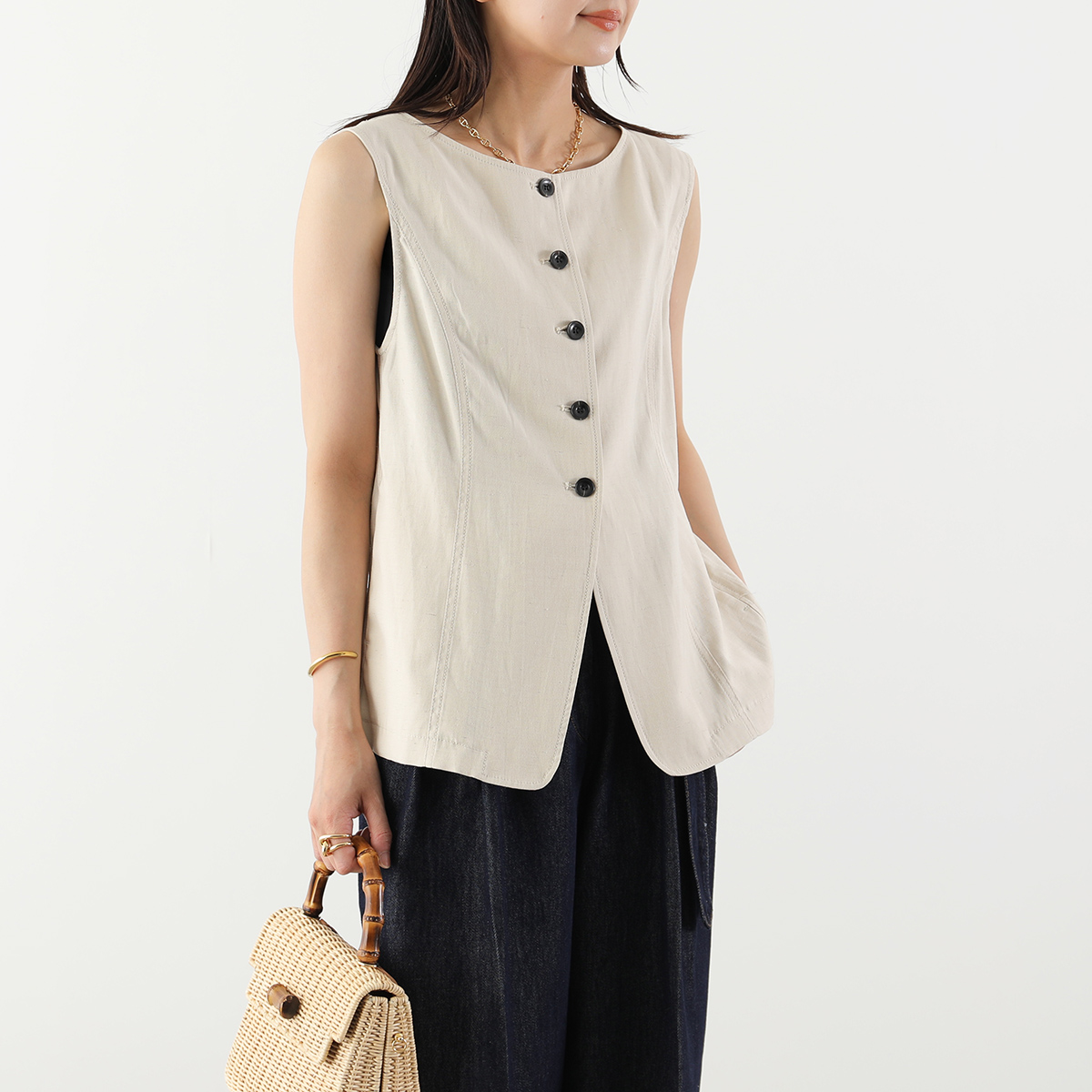 CHIGNON（シニヨン） ベスト 4262-302KK レディース リネンブレンド
