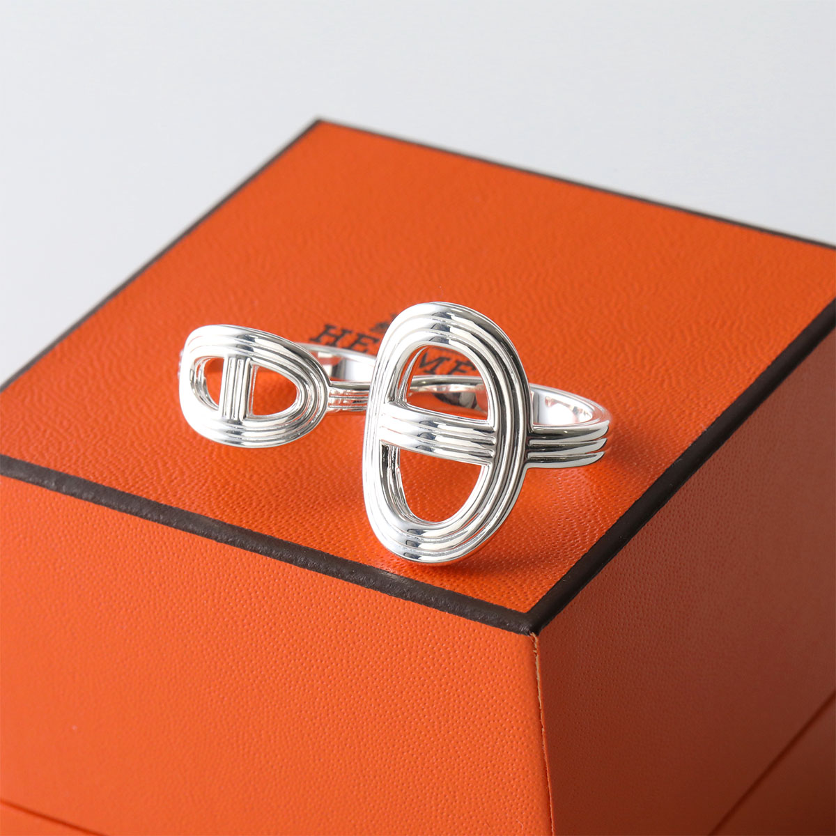 HERMES エルメス リング シェーヌ・ダンクル バンキャトル ダブル TGM Chaine d'ancre 24 double ring H114603B レディース アクセサリー 指輪 SILVERの画像