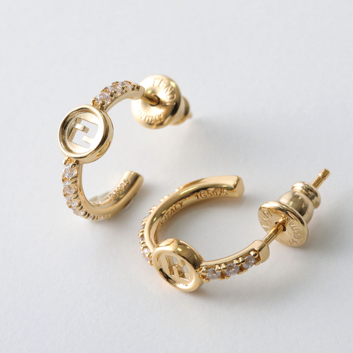 FENDI フェンディ フープピアス EVER ROUND エバーラウンド 8AL326 ATEP レディース クリスタル アクセサリー F089U/SOFT-GOLD+CRYSTAL 8AL326ATEPF089Uの画像