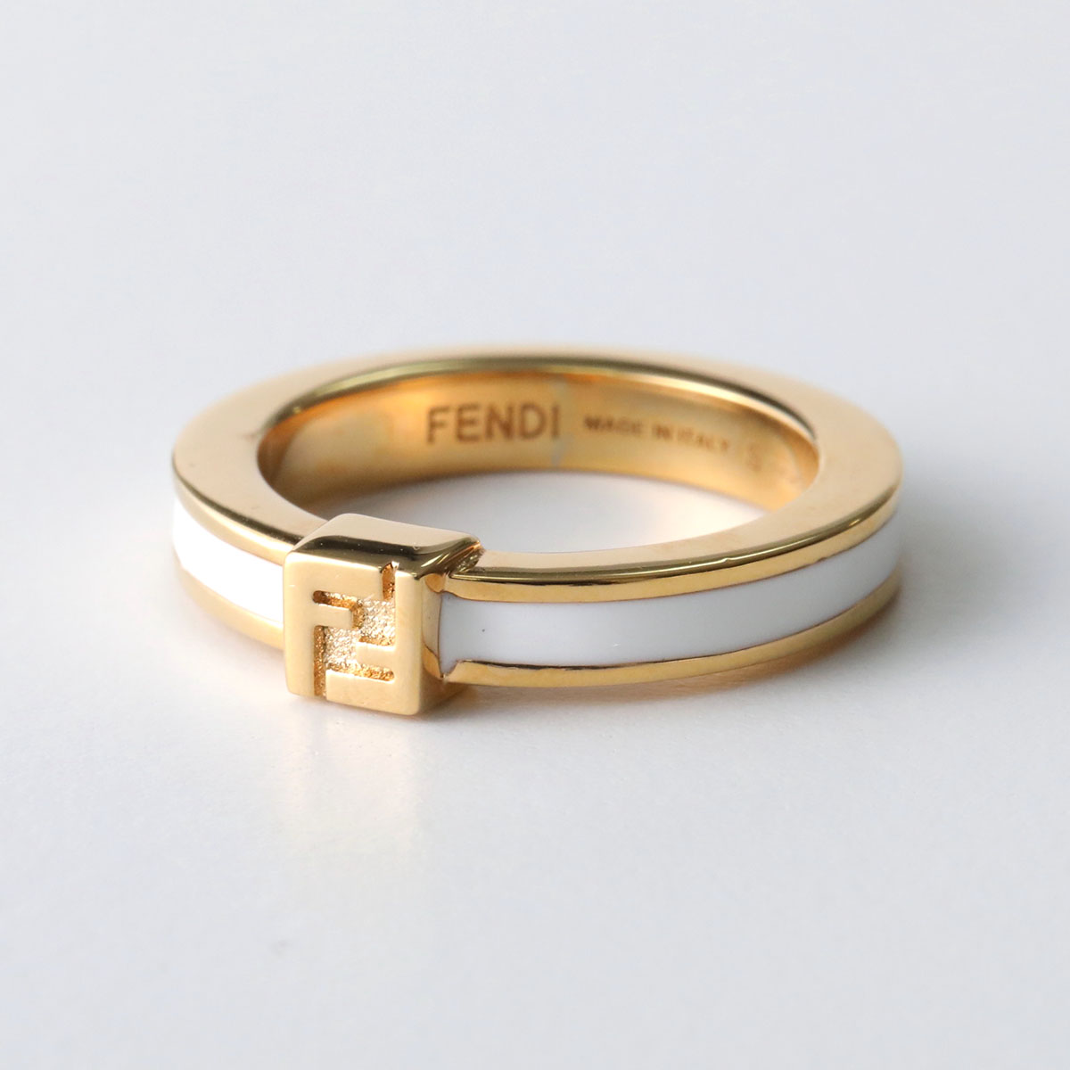 FENDI フェンディ リング FOREVER フォーエバー 8AL217 TL9 レディース FFロゴ 指輪 アクセサリー F0A47/SOFT-GOLD+WHITE 8AL217TL9F0A47の画像