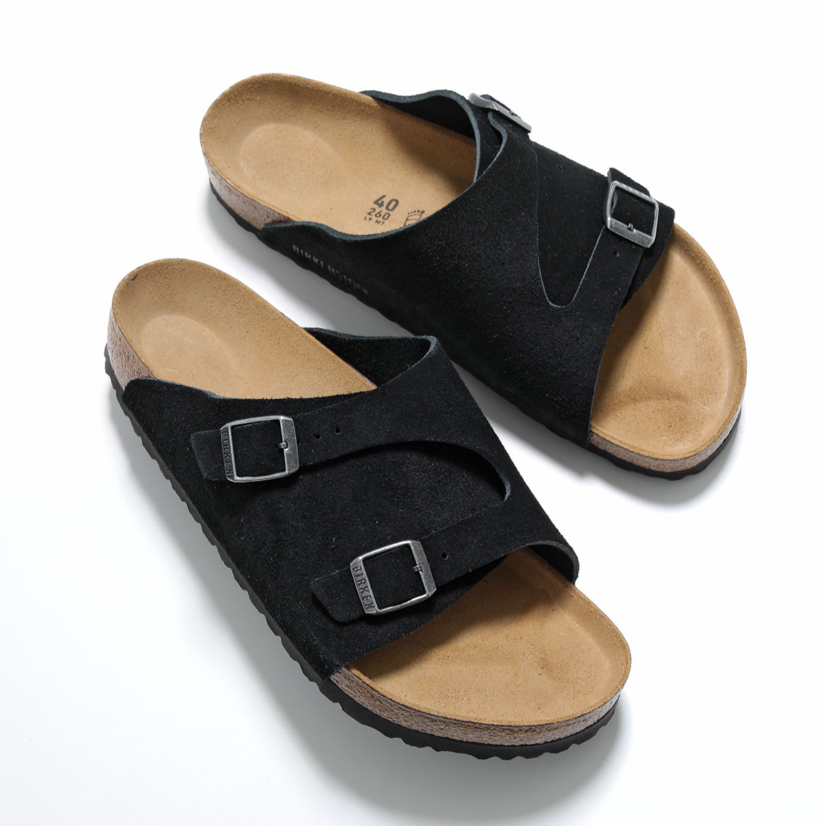 BIRKENSTOCK ビルケンシュトック サンダル Zrich BS チューリッヒ 1025045 メンズ レギュラー幅 スウェード フラット シューズ 靴 Blackの画像