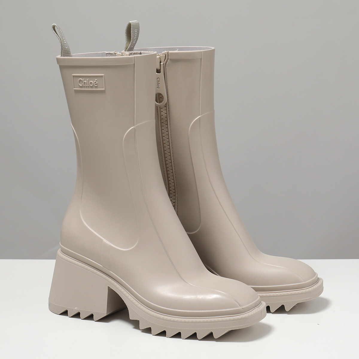 Chloe クロエ レインブーツ BETTY ベティ CHC22A239Z2 レディース ショートブーツ ミドルブーツ チャンキーヒール ラバー スクエアトゥ ロゴ シューズ 靴の画像