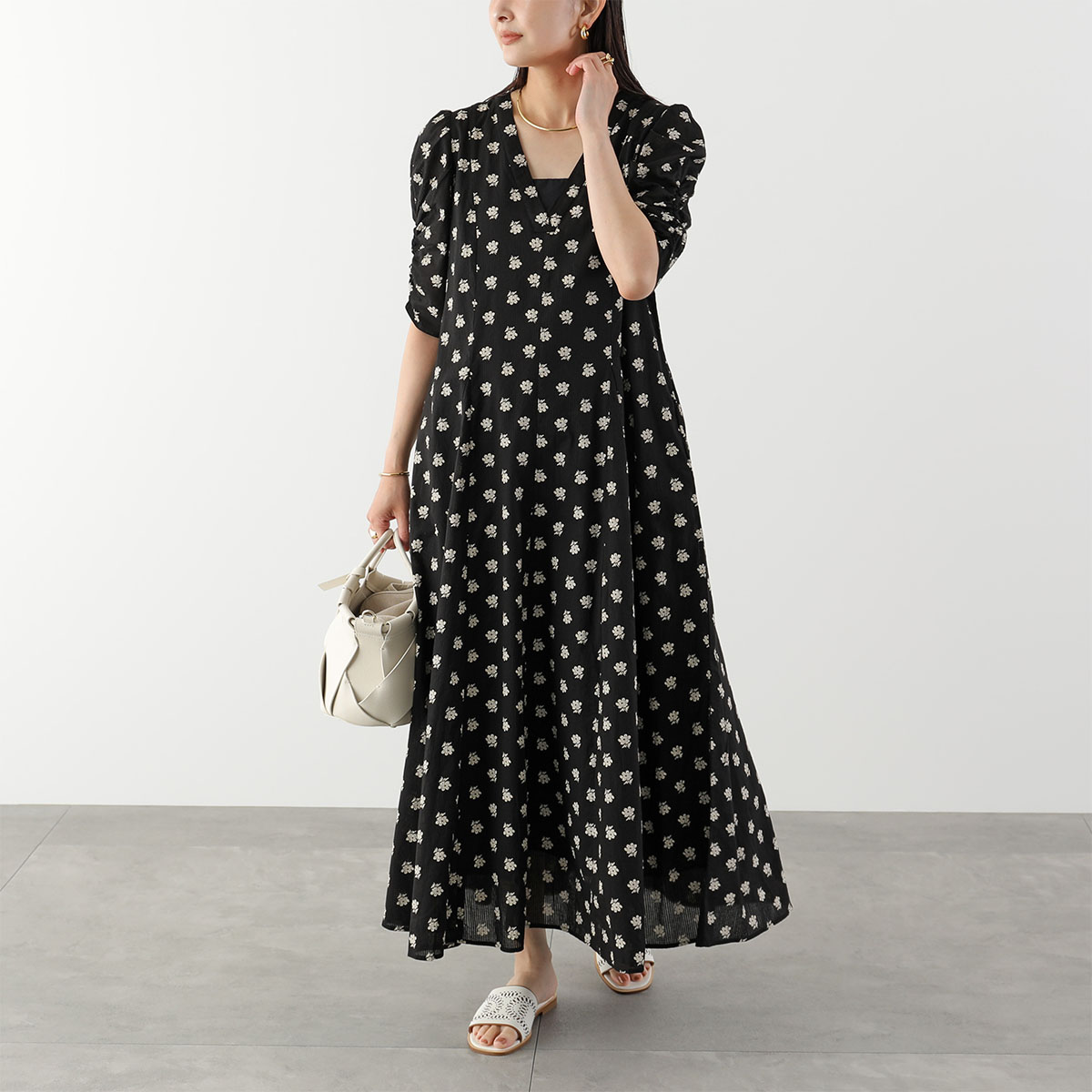 新品✨ヌキテパ★Ｖネック　ティアード　ロング　ワンピース　コットン　ストライプ 楽天市場】ne Quittez pas ヌキテパ ワンピース Cotton Voile Gather