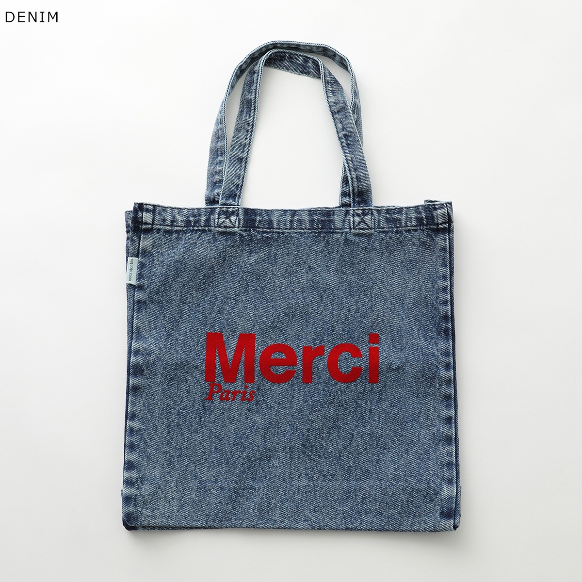 Merci トート デニムストライプ MERCI（メルシー） トートバッグ CABAS MERCI レディース ロゴ