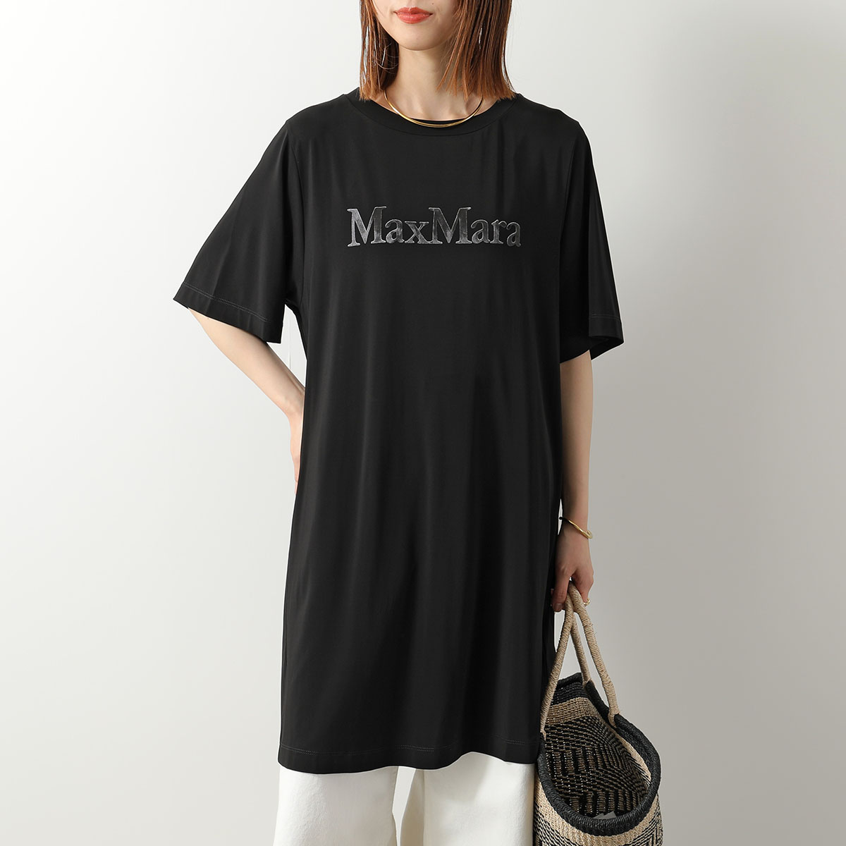 【美品】マックスマーラ 大きいサイズ ラミー ロング シャツ チュニック 上品 MAX MARA BEACHWEAR マックスマーラ ビーチウェア ワンピース ABISSO
