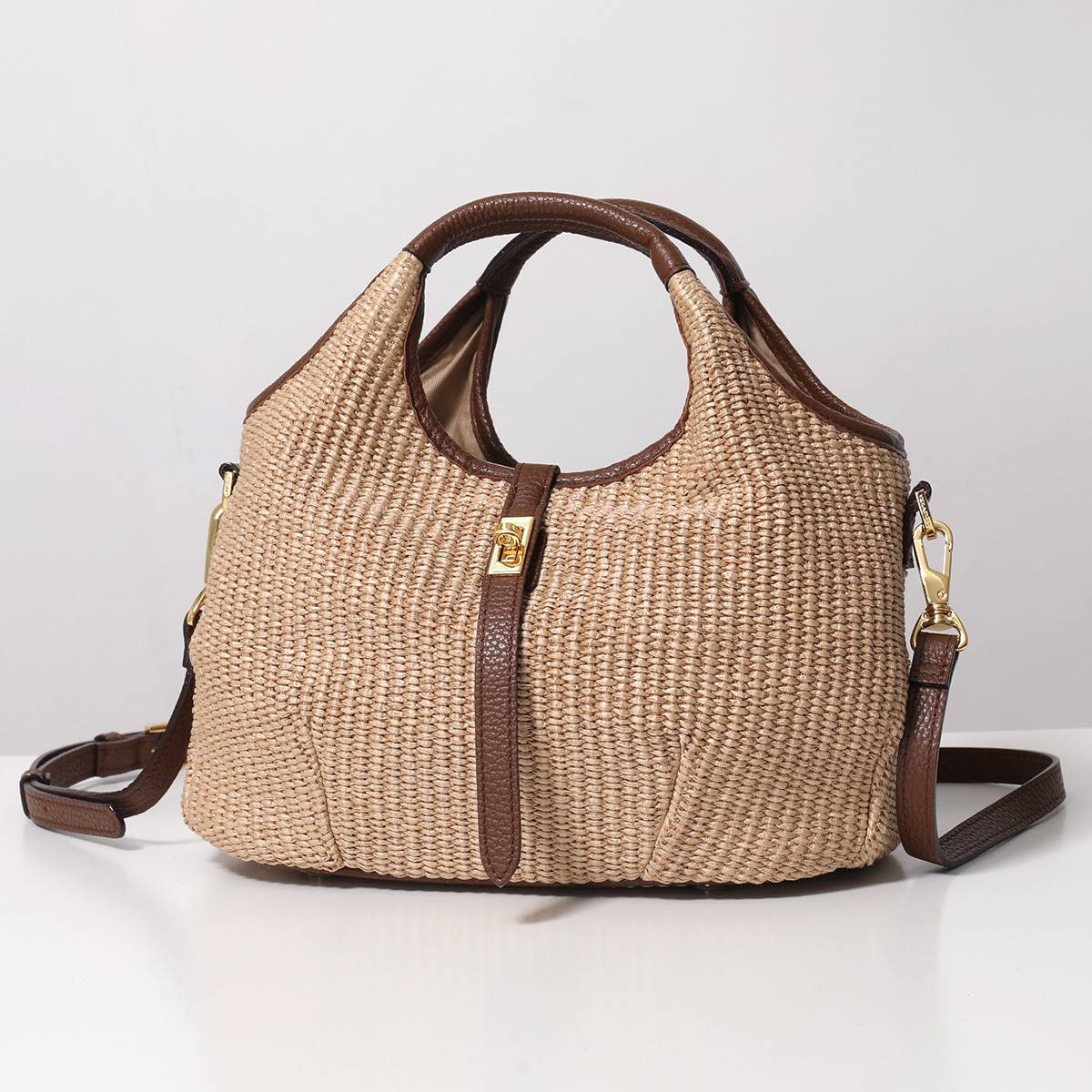 VIOLAd’ORO かごバッグ ラフィア×レザー ハンドバッグ ベージュ VIOLAd'ORO（ヴィオラドーロ） かごバッグ V-9043 レディース