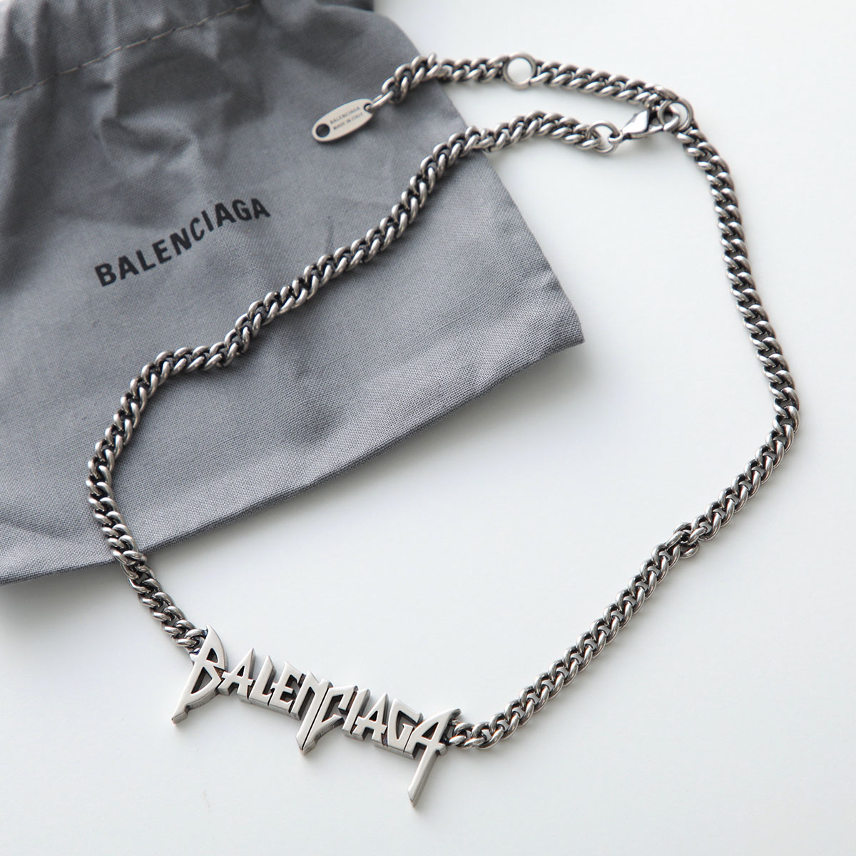 BALENCIAGA バレンシアガ ネックレス 787781 TZ99I メンズ チェーン メタルロゴ アクセサリー 真鍮 プラス 0911の画像