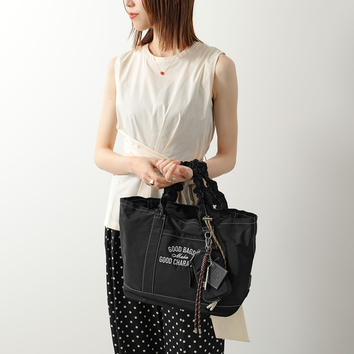 story. ストーリー トートバッグ PL GOOD CHARACTER TOTE L 3A-1858 レディース グローサリートート シャーリング 刺繍ロゴ 撥水 ミニポーチ付きの画像
