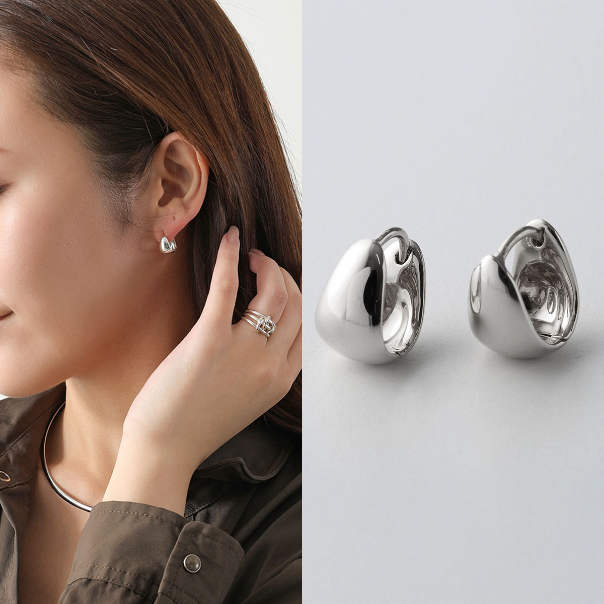 ANNIKA INEZ アニカイネズ フープピアス Petite Gentle Slope Hoops E1014-PTE レディース アクセサリー Silver925 シルバー925 シルバーの画像