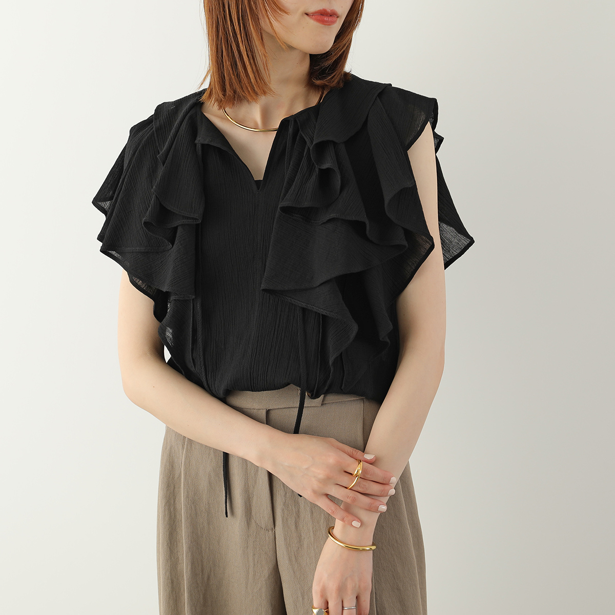 Cafune（カフネ） ブラウス 625929 レディース コットン 楊柳 フリル 