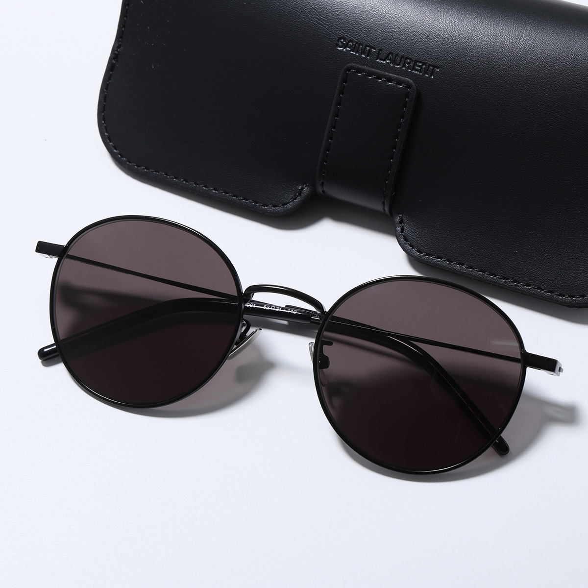SAINT LAURENT サンローラン サングラス SL 250 メンズ ラウンド型 メタルフレーム 細フレーム クリングスタイプ ロゴ アイウェア 001/BLACK-BLACK-BLACKの画像