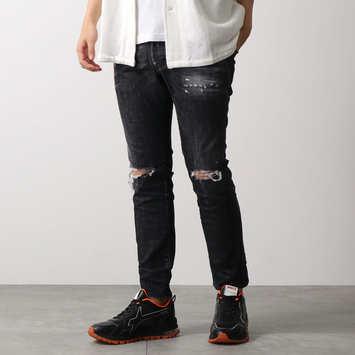DSQUARED2 ディースクエアード ジーンズ Skater スケーター S71LB1756 S30357 メンズ デニム ブラックウォッシュ ダメージ加工の画像