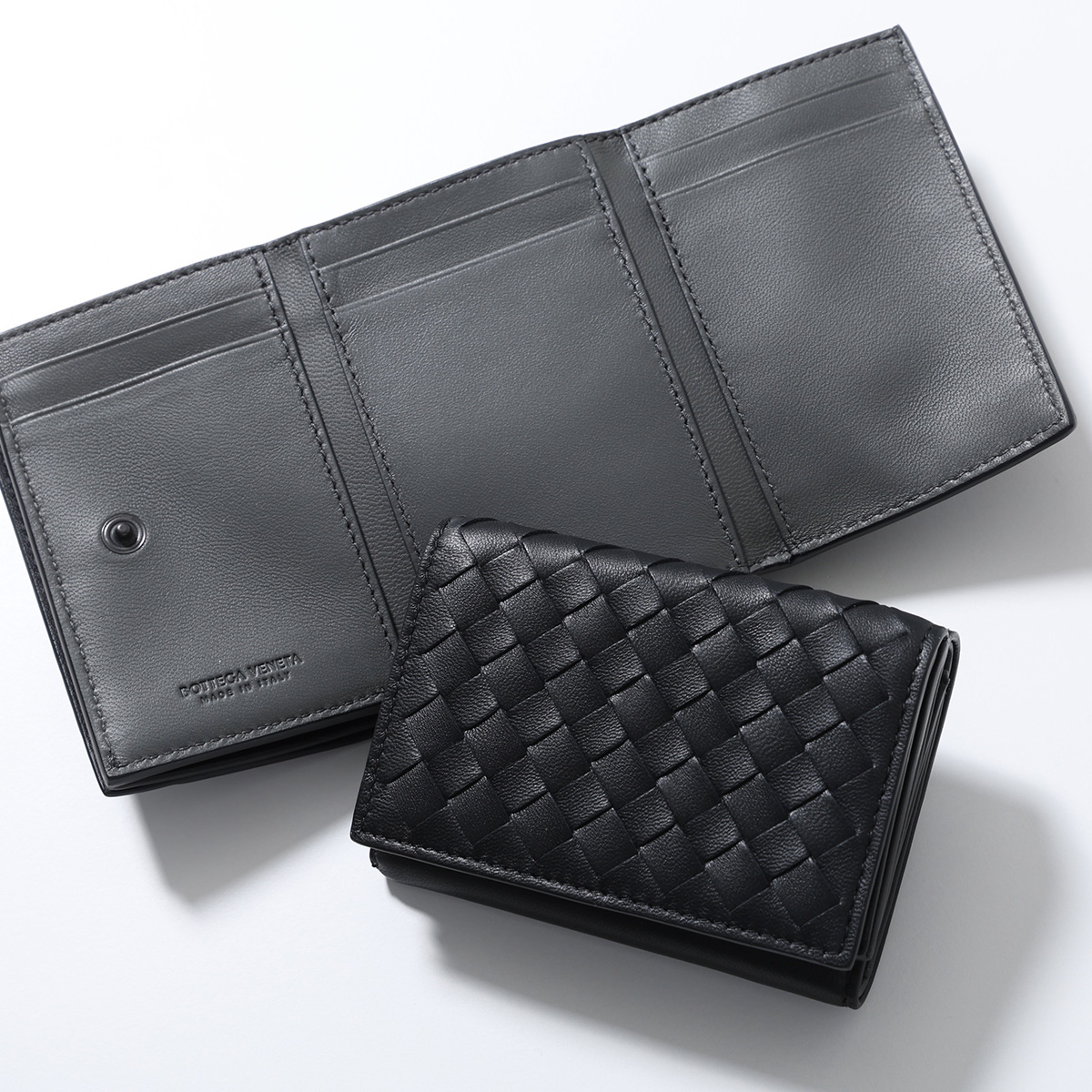 BOTTEGA VENETA ボッテガヴェネタ 三つ折り財布 515385 V3UN2 メンズ イントレチャート レザー バイカラー ミニ財布 小銭入れあり 1295 515385V3UN21295の画像