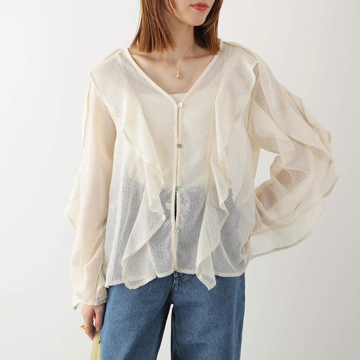 LHELBIE（レルビエ） ブラウス 52369Z レディース フリル メッシュ