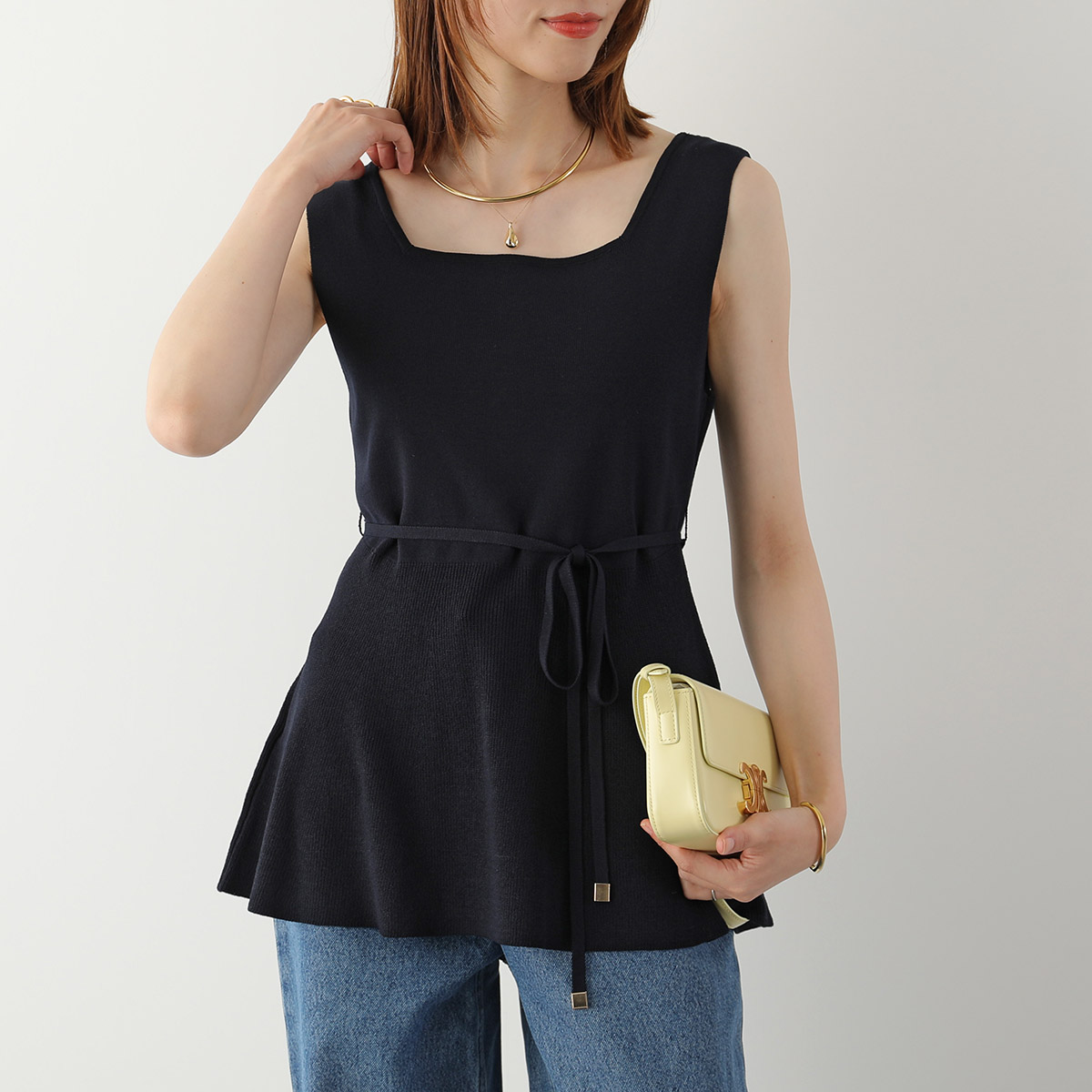 Torrazzo Donna（トラッゾドンナ） ニットブラウス Square Neck Knit