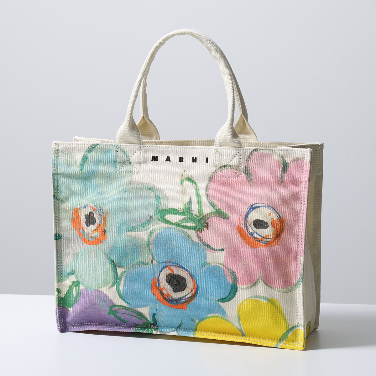 MARNI KIDS マルニ キッズ トートバッグ M01822 M00WP レディース ガールズ 花柄 フラワー コットン キャンバス ロゴ ハンドバッグ 軽量 鞄 0M115の画像