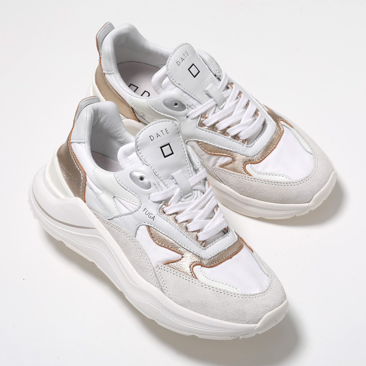 D.A.T.E. デイト スニーカー FUGA フーガ レディース ローカット 厚底 5.5cm シューズ 靴 WHITE-PLATINUMの画像