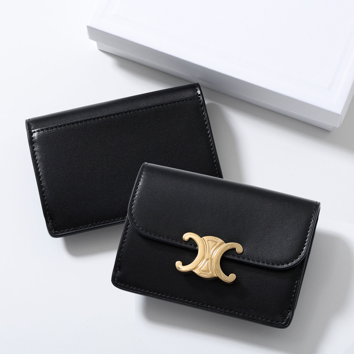 CELINE セリーヌ カードケース 10I583DPV.38NO レディース トリオンフ カードホルダー パスケース 定期入れ レザー ミニ財布 Blackの画像