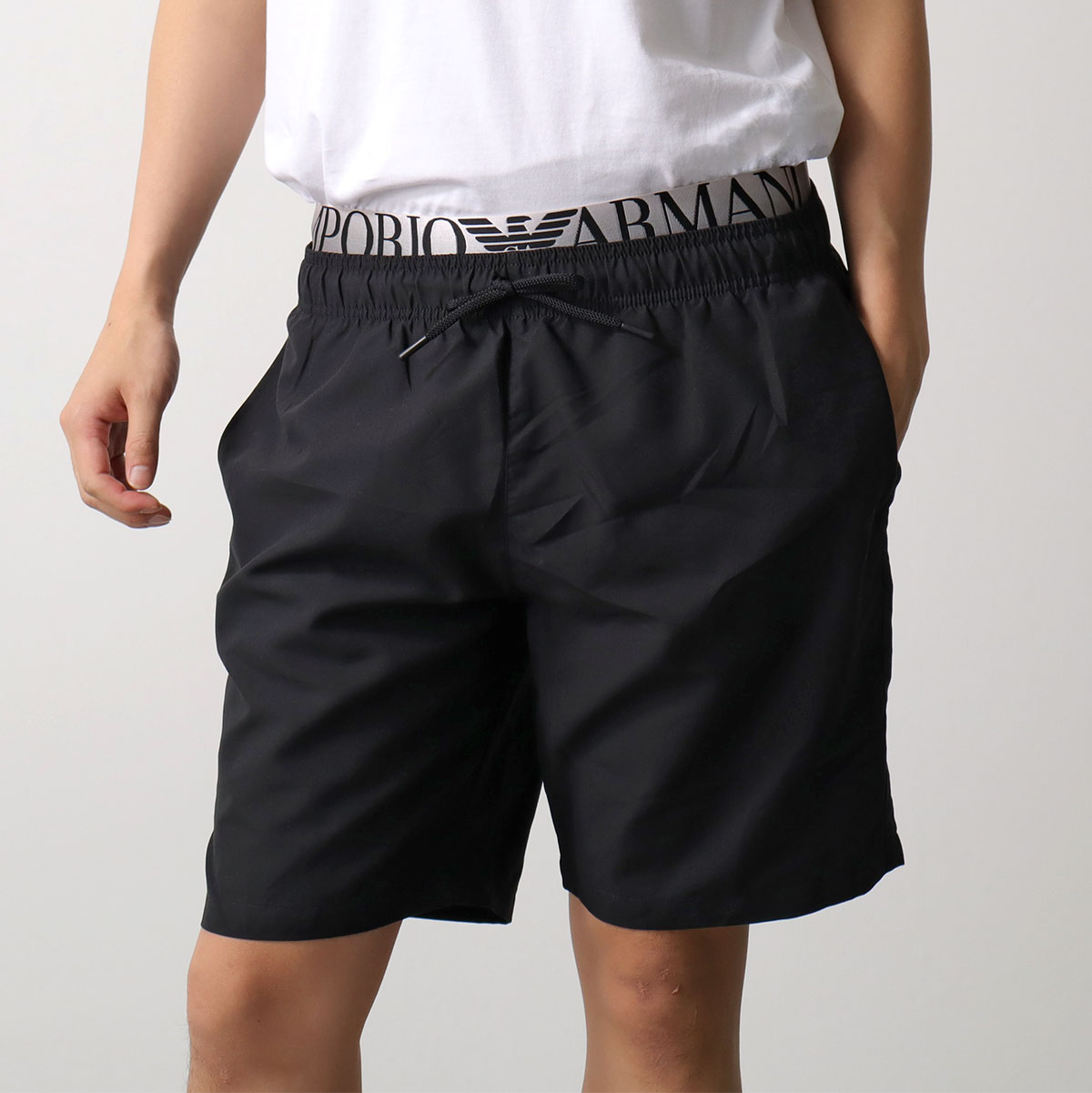 美品　エンポリオアルマーニ　メンズ　スイムウェア　ショートパンツ　M 黒 EMPORIO ARMANI エンポリオアルマーニ スイムショーツ BOXER BEACHWEAR
