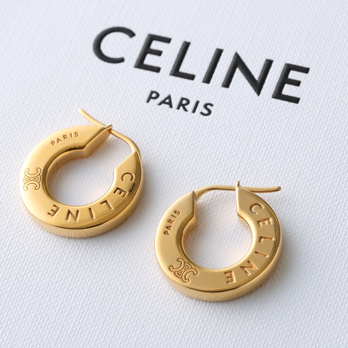 CELINE セリーヌ フープピアス B107K3F83.35OR レディース トリオンフ アクセサリー プラス ロゴ GOLDの画像