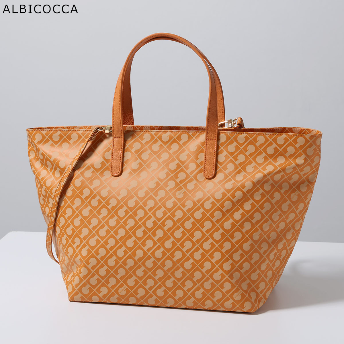 美品✨GHERARDINI ゲラルディーニ トート ソフティ 総柄 オレンジ×白 GHERARDINI（ゲラルディーニ） ハンドバッグ SOFTY MEDIUM ソフティ
