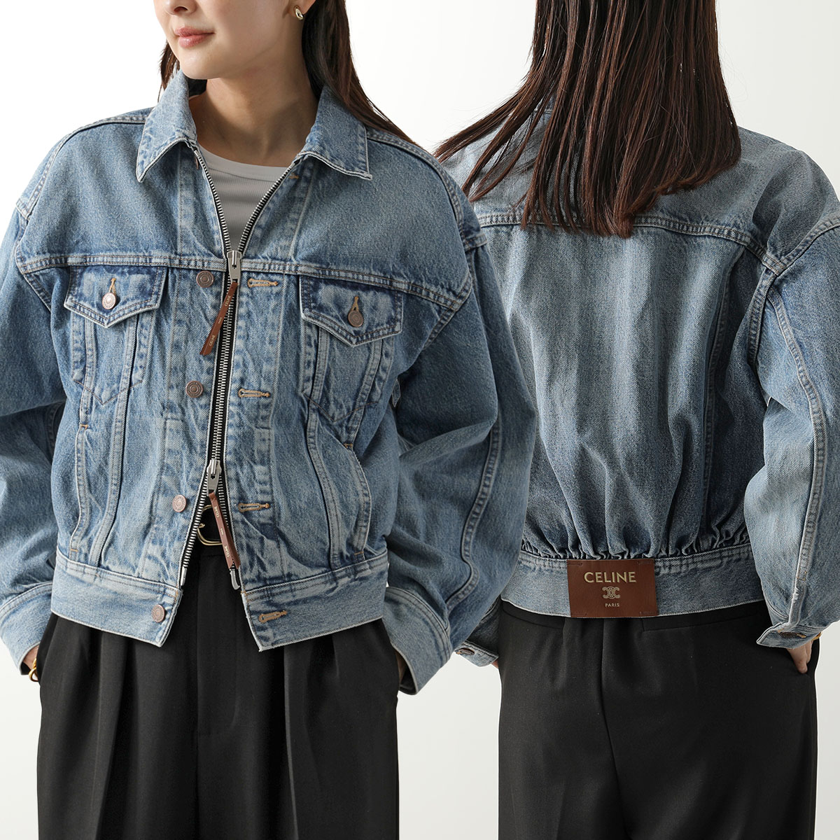 極美品 CELINE セリーヌ 現行 ドッキング デニム トラッカージャケット CELINE（セリーヌ） デニムジャケット RV0ZW930F.GDO5 レディース