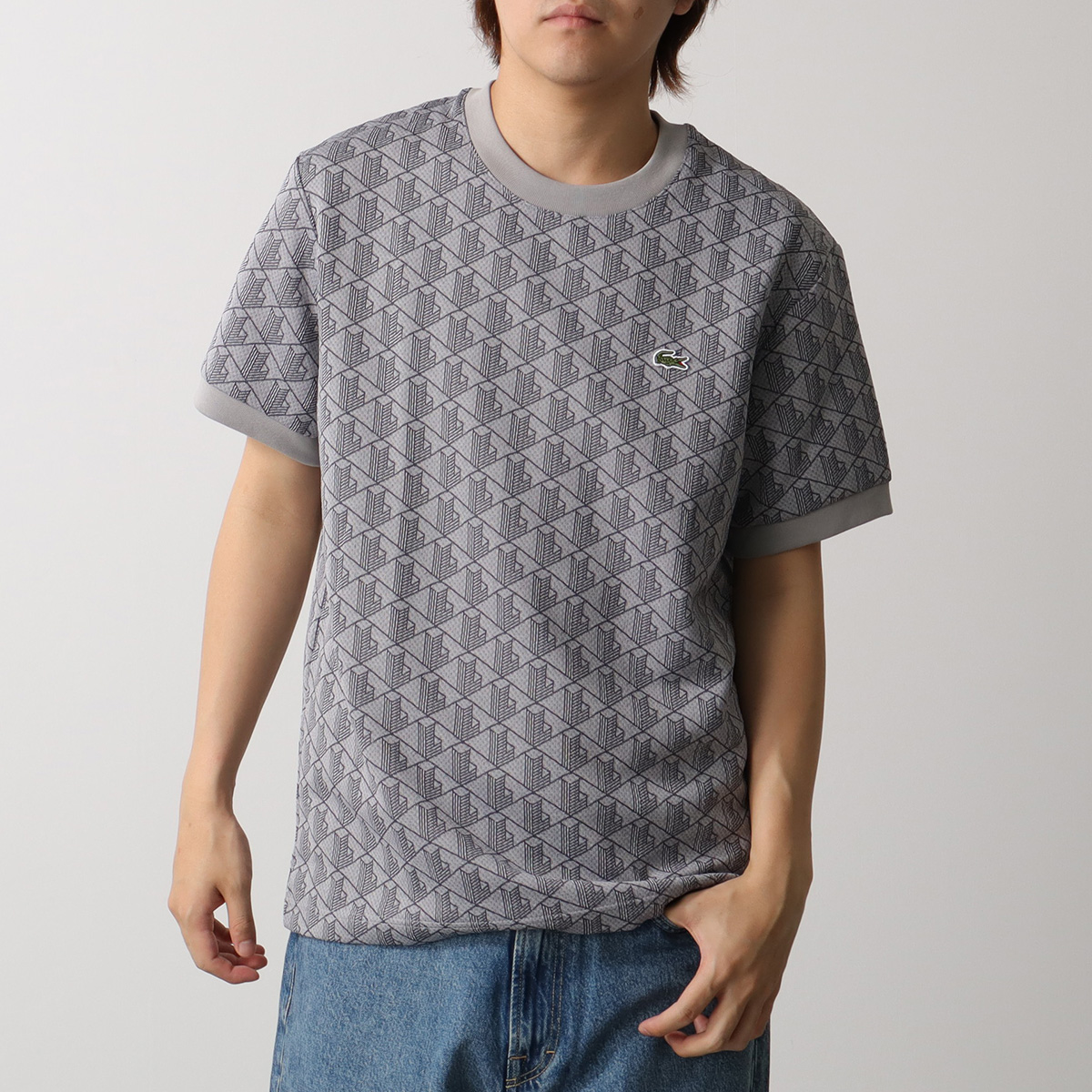 LACOSTE（ラコステ） Tシャツ TH1197 メンズ モノグラムジャカード