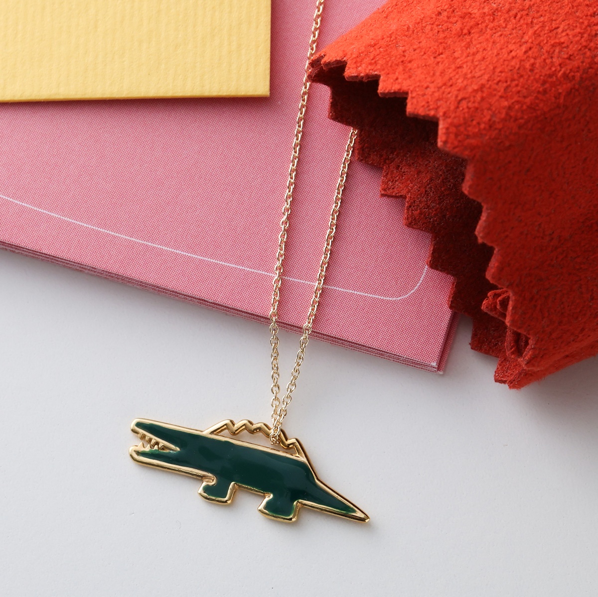 ALIITA アリータ ネックレス COCODRILLO PRISMA NECKLACE ROLO レディース クロコダイル ワニ モチーフ エナメル ペンダント K1000/YELLOW-GOLD-9KTの画像