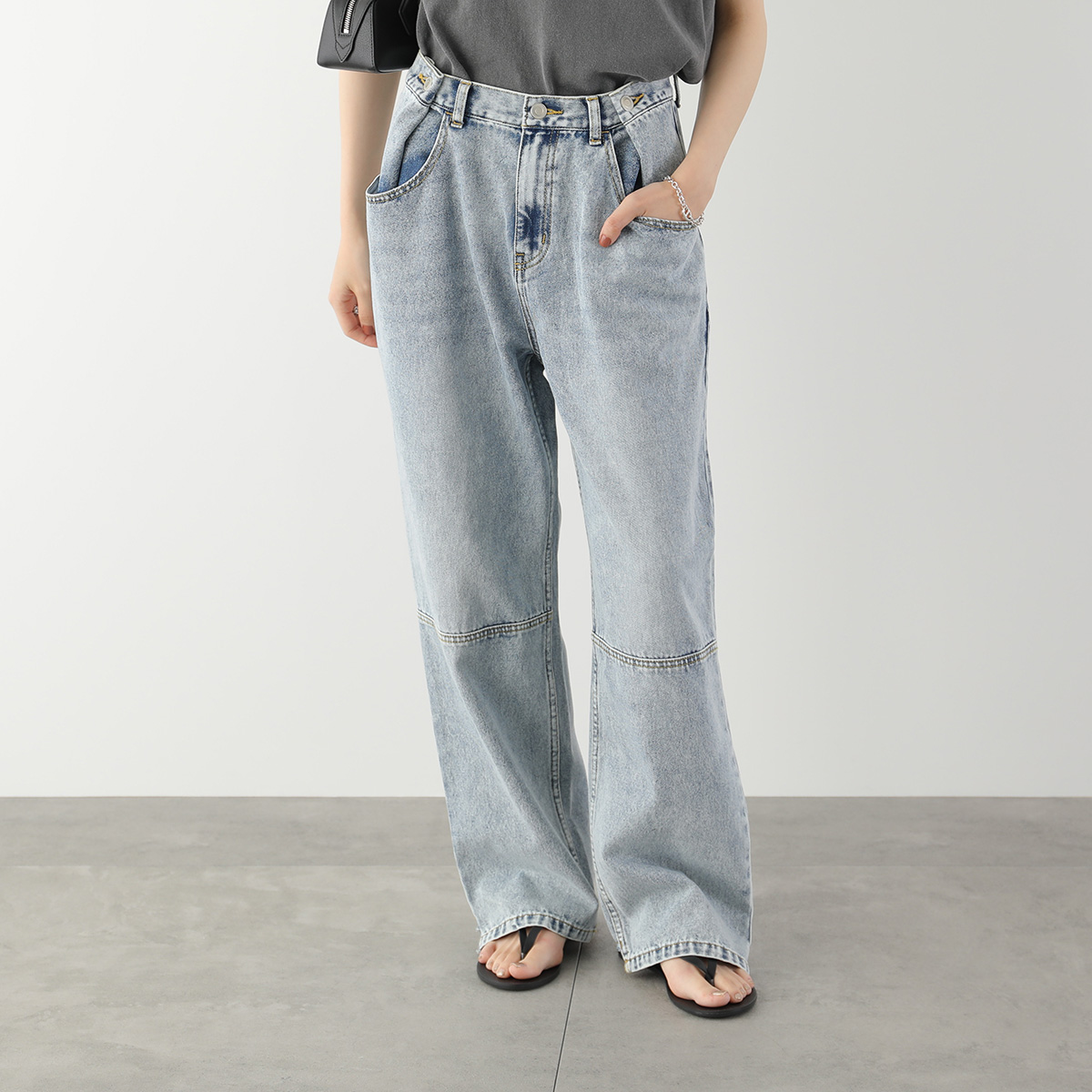 【新品YENN】YENN TUCK BELT DESIGN PANTS 38 YENN イエン ジーンズ TUCK BELT DENIM PT Y262-31064 レディース