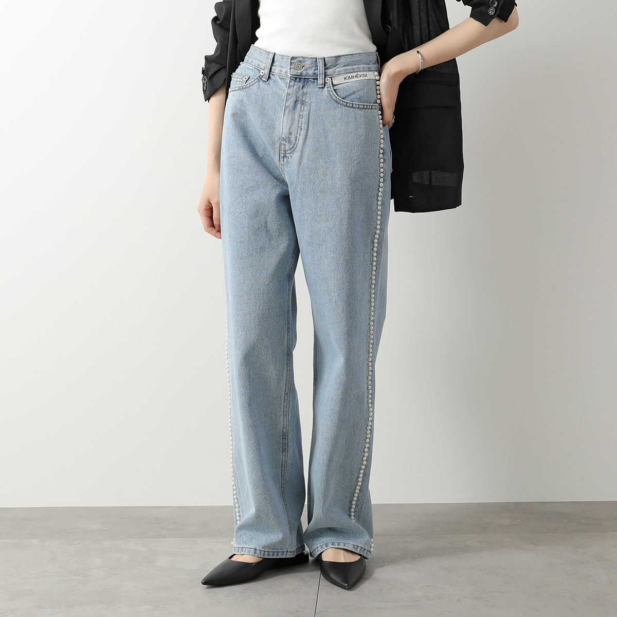 KIMHEKIM キムヘキム ジーンズ PEARL EMBELLISHED WIDE LEG DENIM