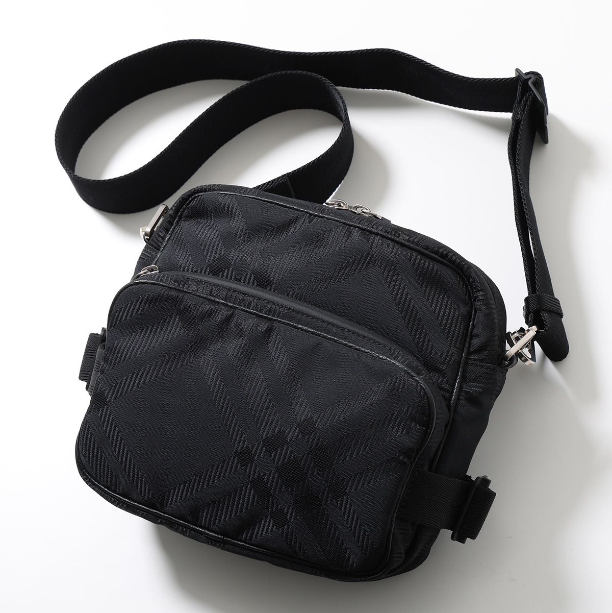 BURBERRY バーバリー ショルダーバッグ ML CROSSBODY 8085380 メンズ ジャカード チェック クロスボディ 軽量 鞄 A1189/BLACKの画像
